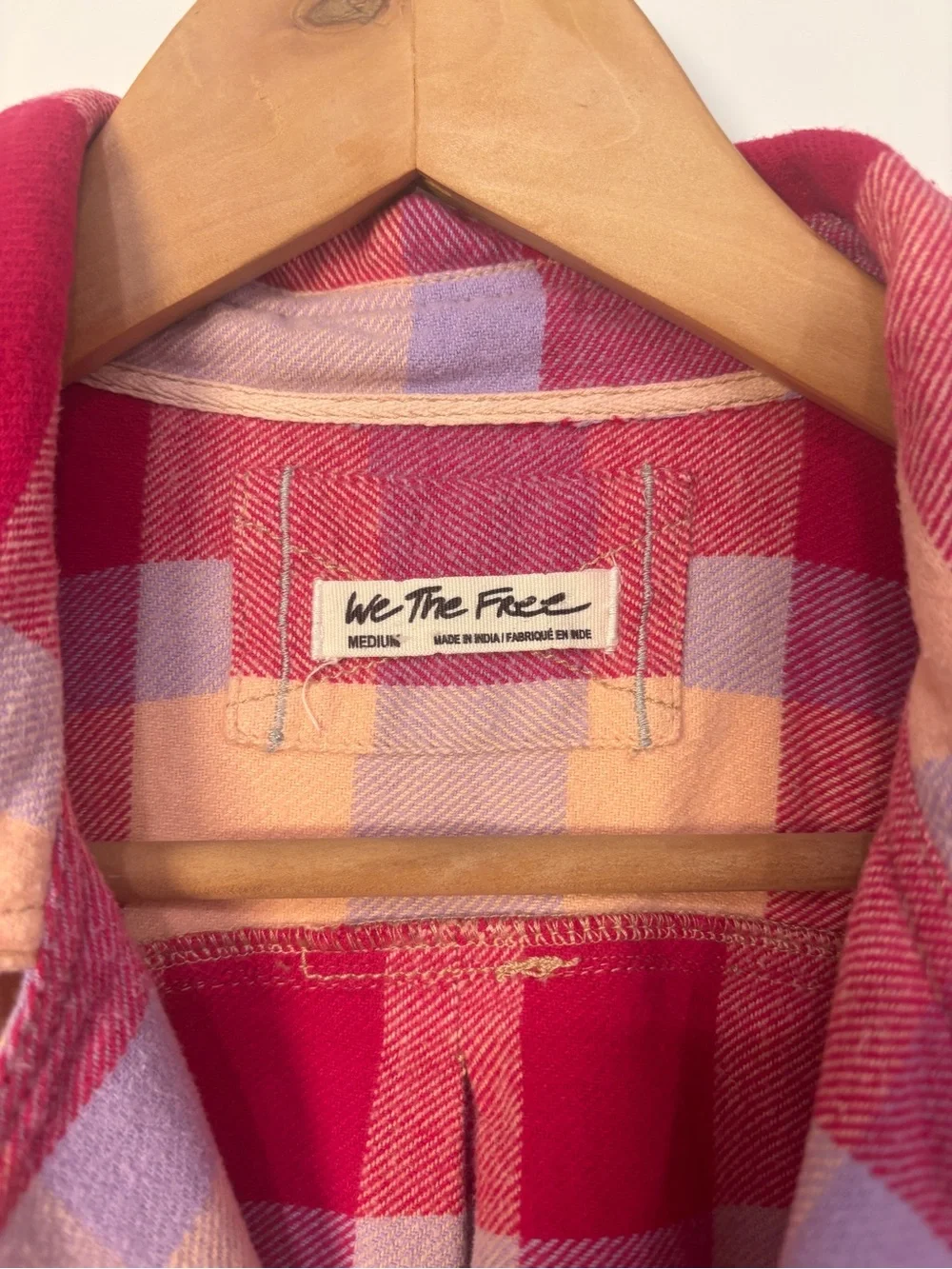 Free People We The Free Pink Plaid Izzy Cargo Shacket